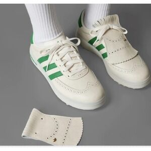 adidas CourseCup Spikeless Golf Shoes-Chalk White / Green 9.5